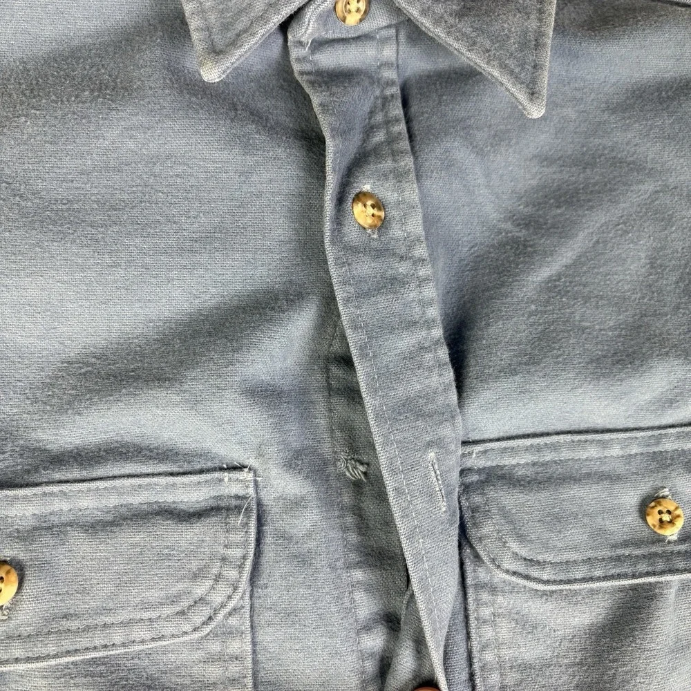 Vtg 80s Private Property Chamois Shirt Mens Small Blue Button Up Made In USA